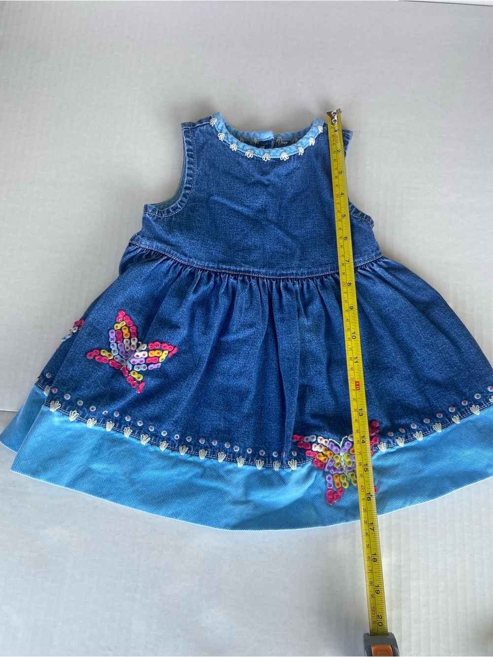 GAP Girls Blue Denim Butterfly Sequin Dress